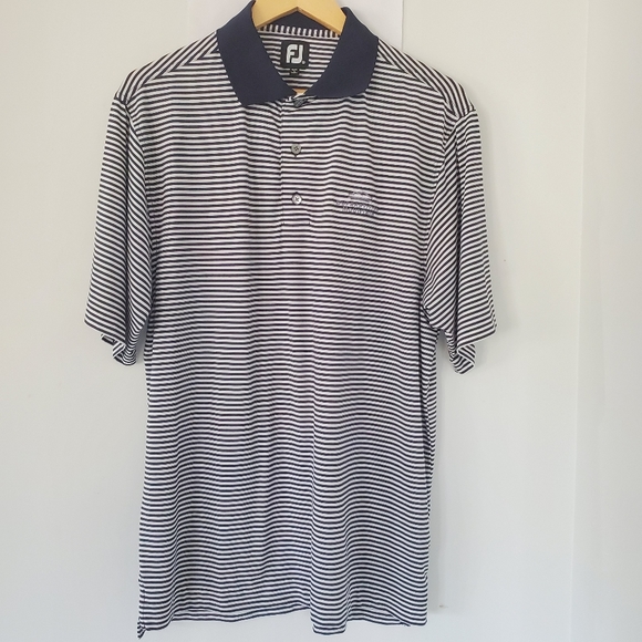 FootJoy Other - FOOTJOY Men Sz MED Pro Dry LISLE Navy White Stripe Golf Polo Shirt Athletic
